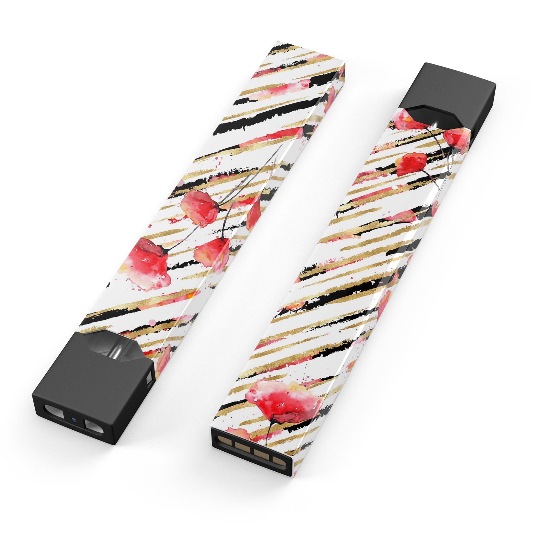 Karamfila Watercolo Poppies V12 skin-wrap for JUUL device, featuring vibrant poppy design and protective lamination.